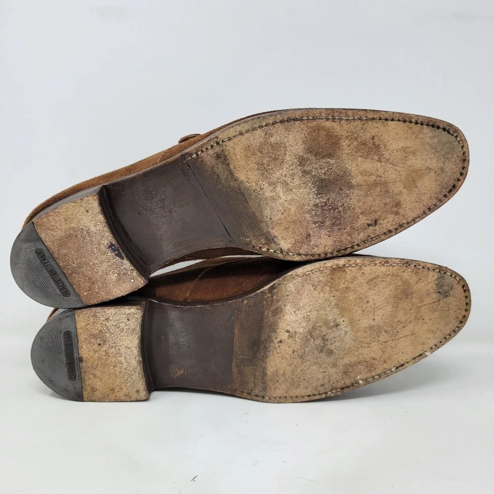 Ralph Lauren Brown Suede Single Monk Strap Men Made in England Dress Shoes Sz 11